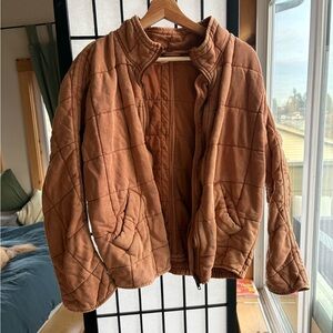 Free People Tan Quilted Jacket